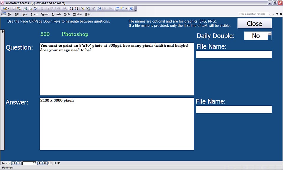 Rockin' Trivia Edit Questions with Text